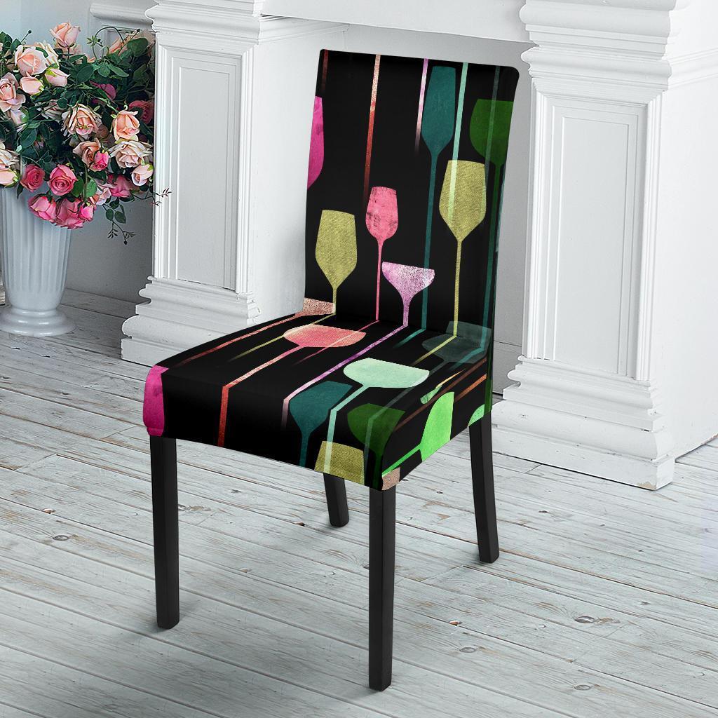 Wine Glass Pattern Print Chair Cover-grizzshop