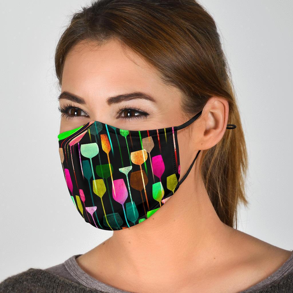 Wine Glass Pattern Print Face Mask-grizzshop