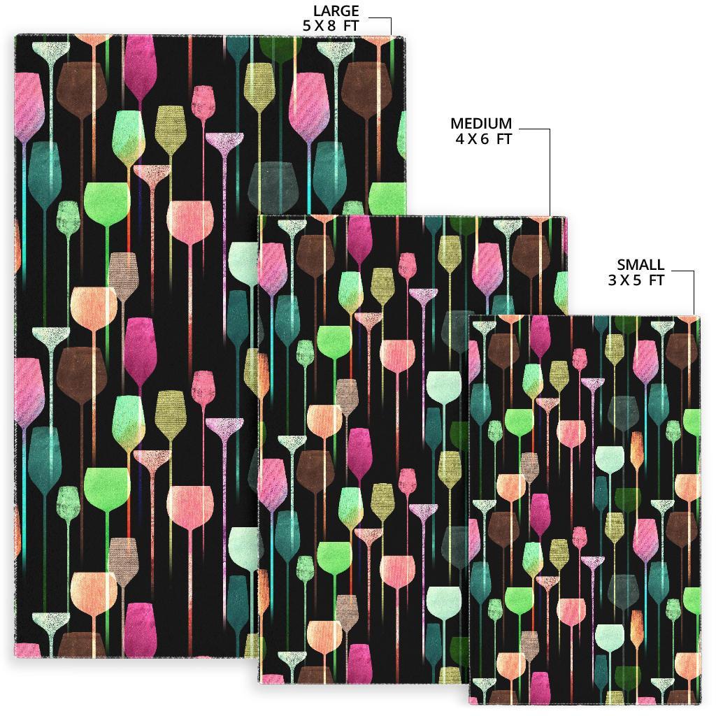 Wine Glass Pattern Print Floor Mat-grizzshop