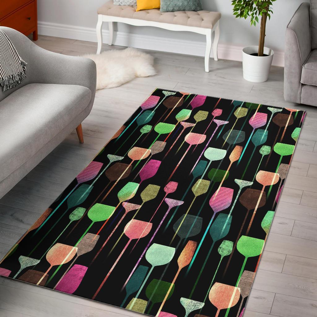 Wine Glass Pattern Print Floor Mat-grizzshop