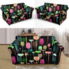 Wine Glass Pattern Print Loveseat Cover-grizzshop