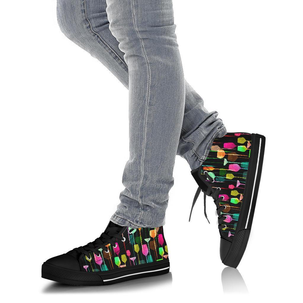 Wine Glass Pattern Print Men Women's High Top Shoes-grizzshop