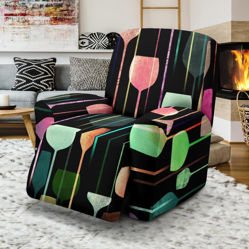 Wine Glass Pattern Print Recliner Cover-grizzshop