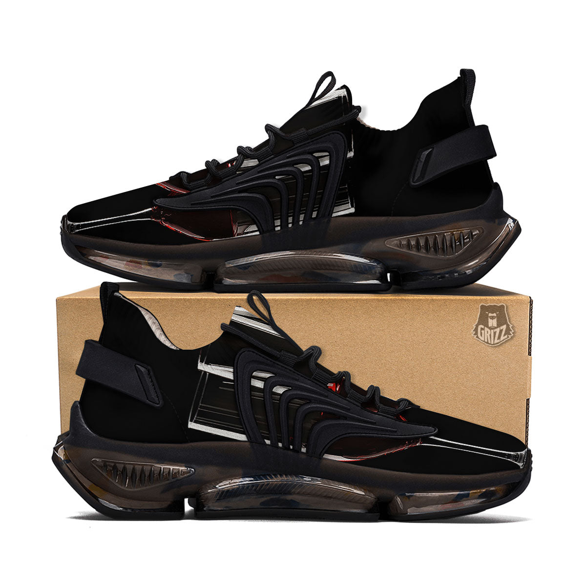 Wine Glasses Print Black Gym Shoes-grizzshop