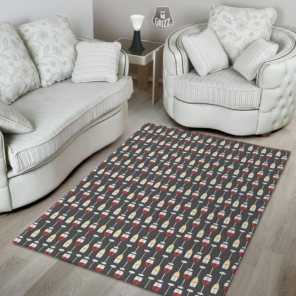 Wine Glasses Print Pattern Floor Mat-grizzshop