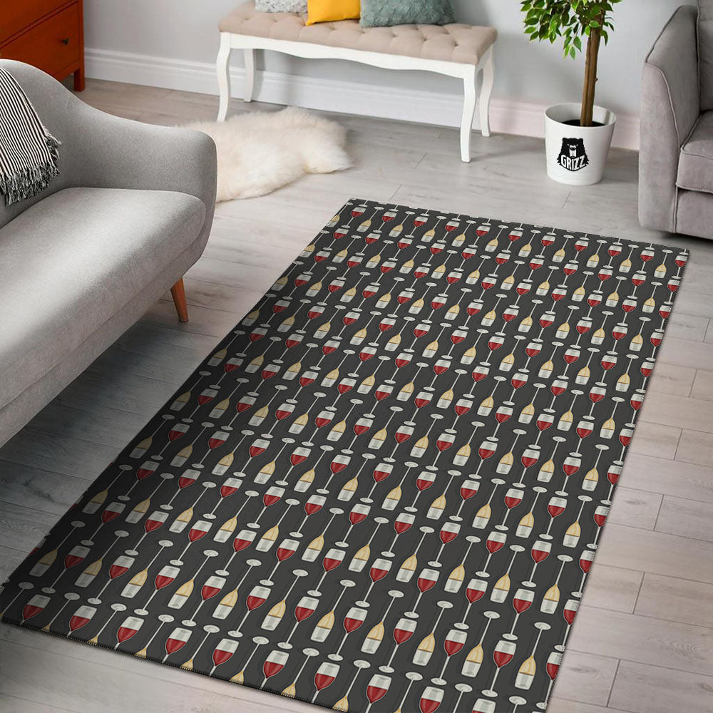 Wine Glasses Print Pattern Floor Mat-grizzshop