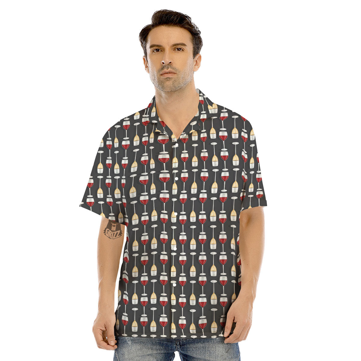 Wine Glasses Print Pattern Men's Hawaiian Shirt-grizzshop