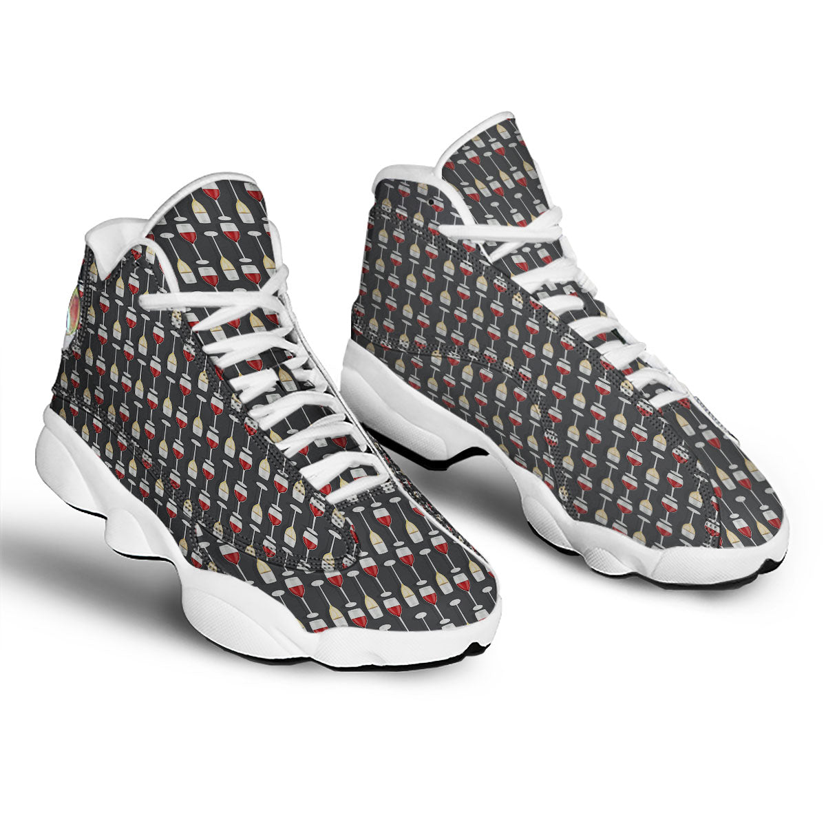 Wine Glasses Print Pattern White Basketball Shoes-grizzshop