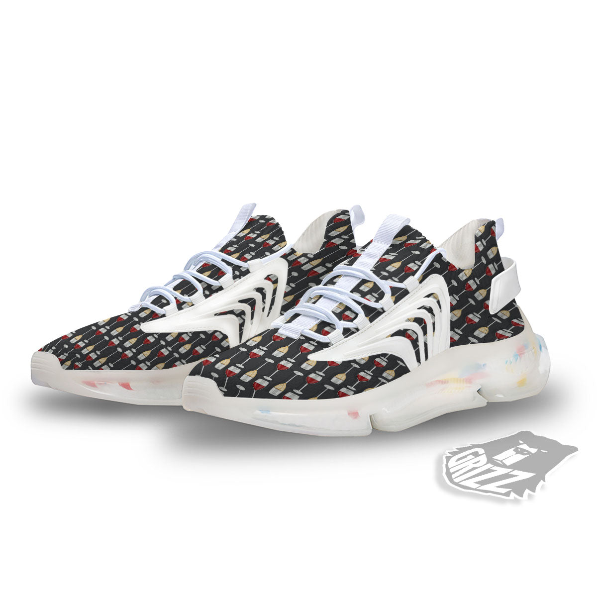 Wine Glasses Print Pattern White Gym Shoes-grizzshop