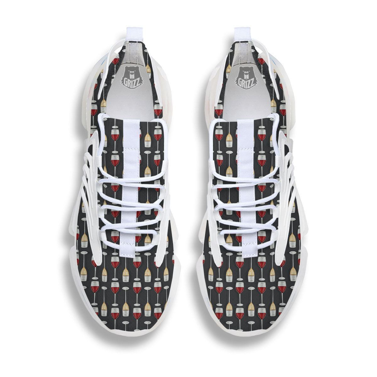 Wine Glasses Print Pattern White Gym Shoes-grizzshop