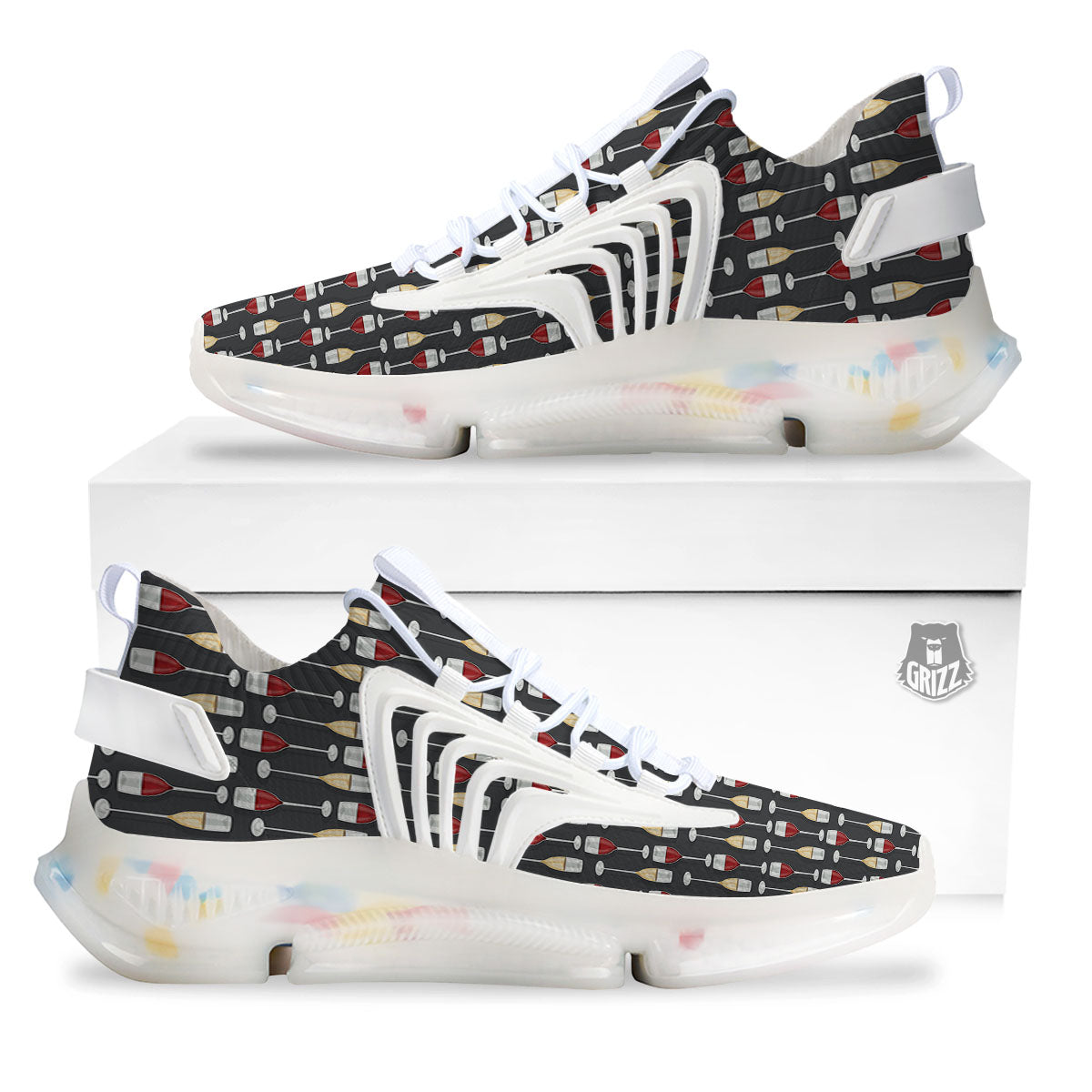 Wine Glasses Print Pattern White Gym Shoes-grizzshop
