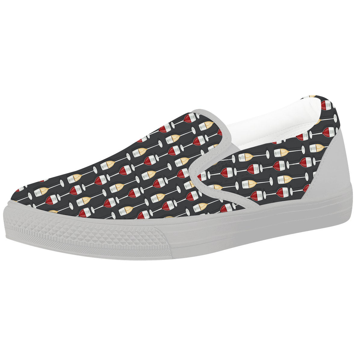 Wine Glasses Print Pattern White Slip On Shoes-grizzshop