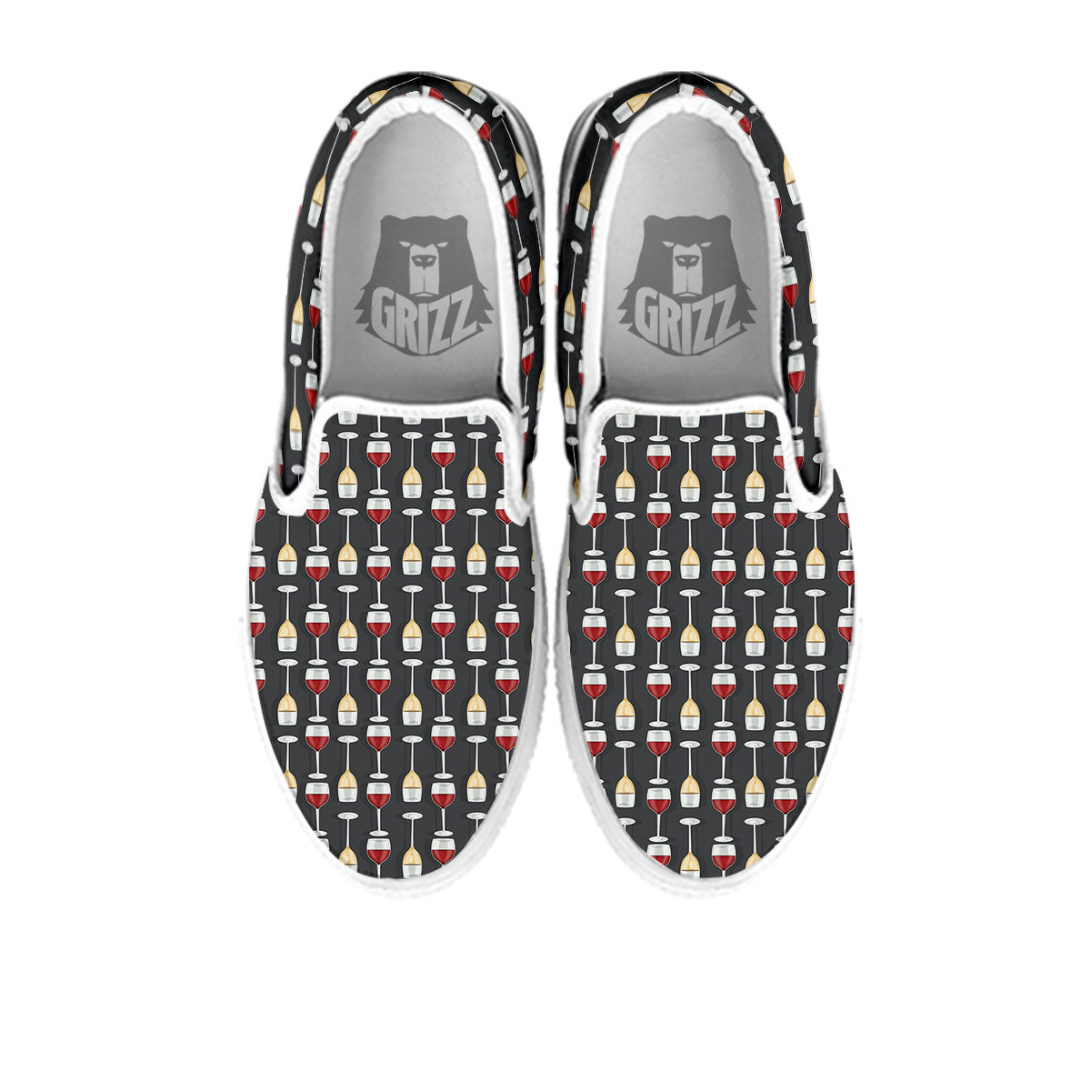 Wine Glasses Print Pattern White Slip On Shoes-grizzshop