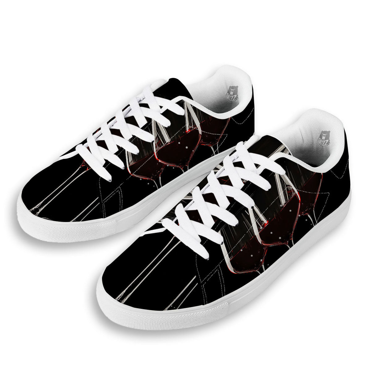 Wine Glasses Print White Low Top Sneakers-grizzshop