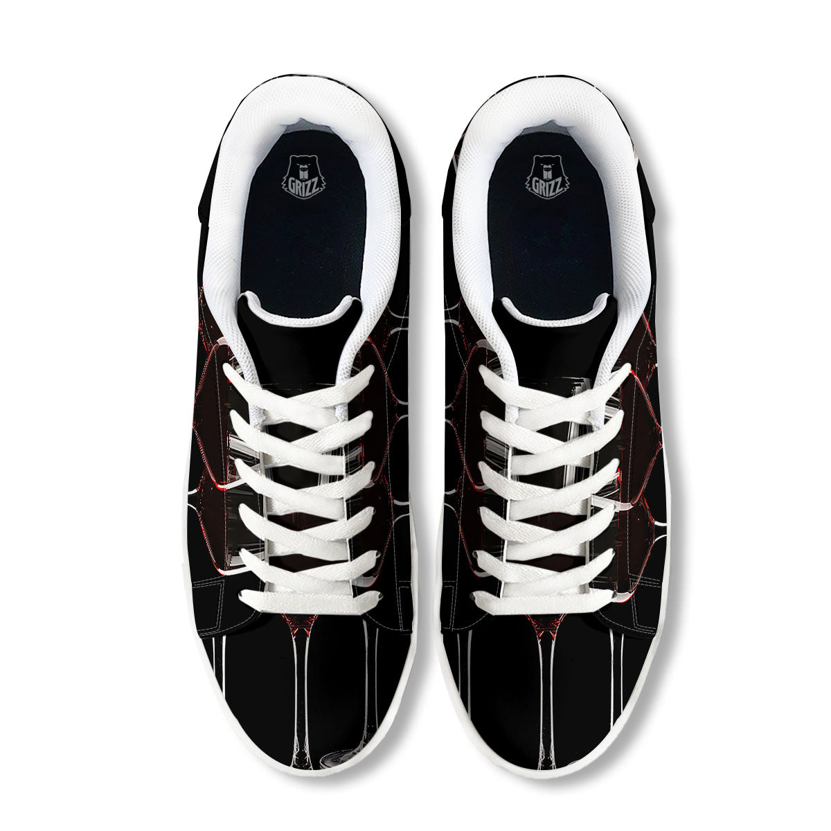 Wine Glasses Print White Low Top Sneakers-grizzshop