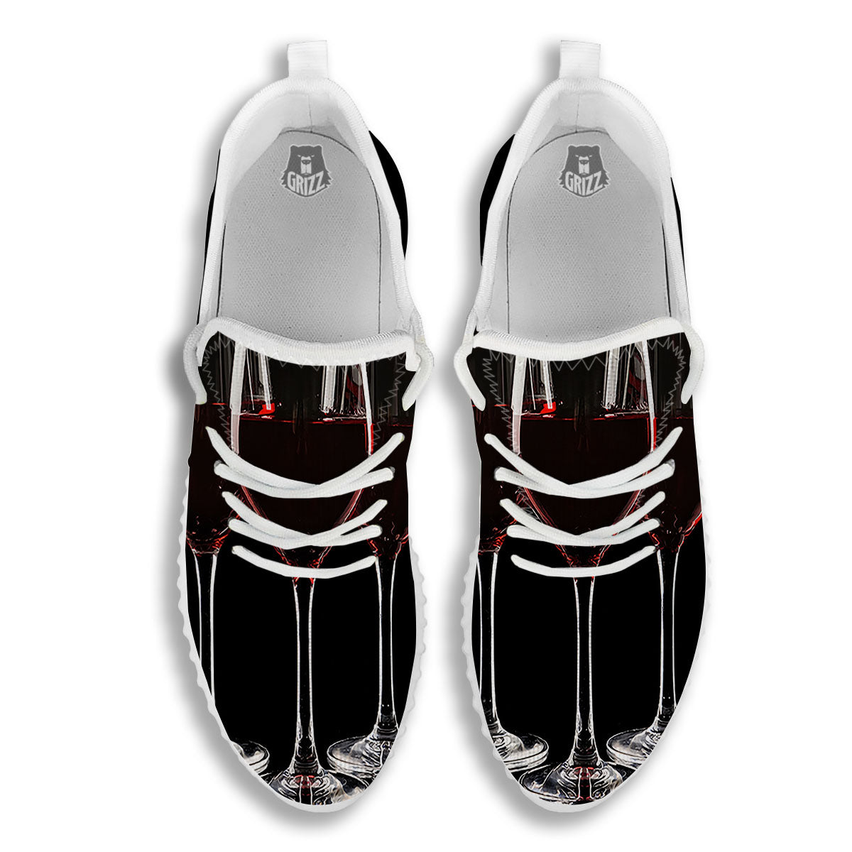 Wine Glasses Print White Walking Shoes-grizzshop