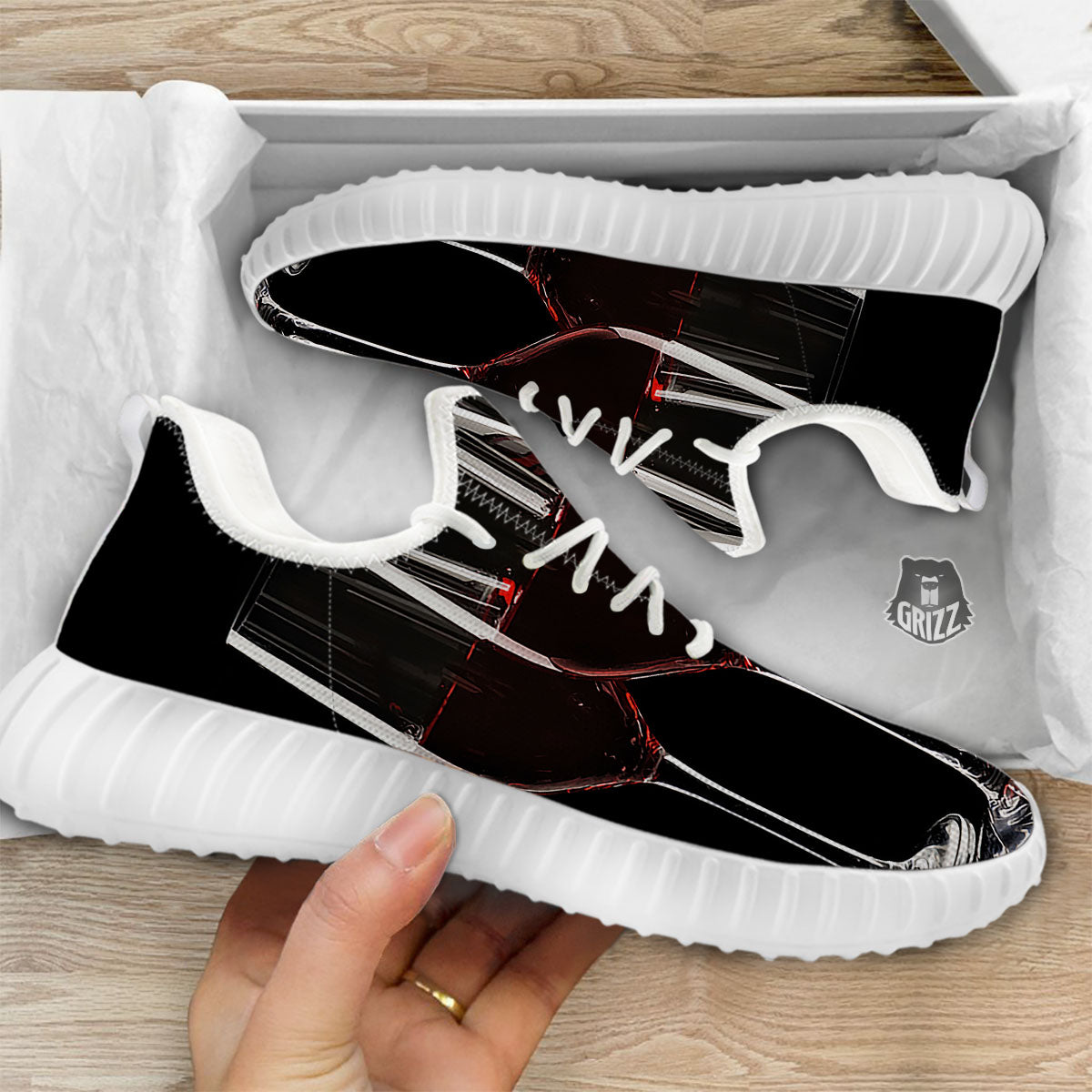Wine Glasses Print White Walking Shoes-grizzshop