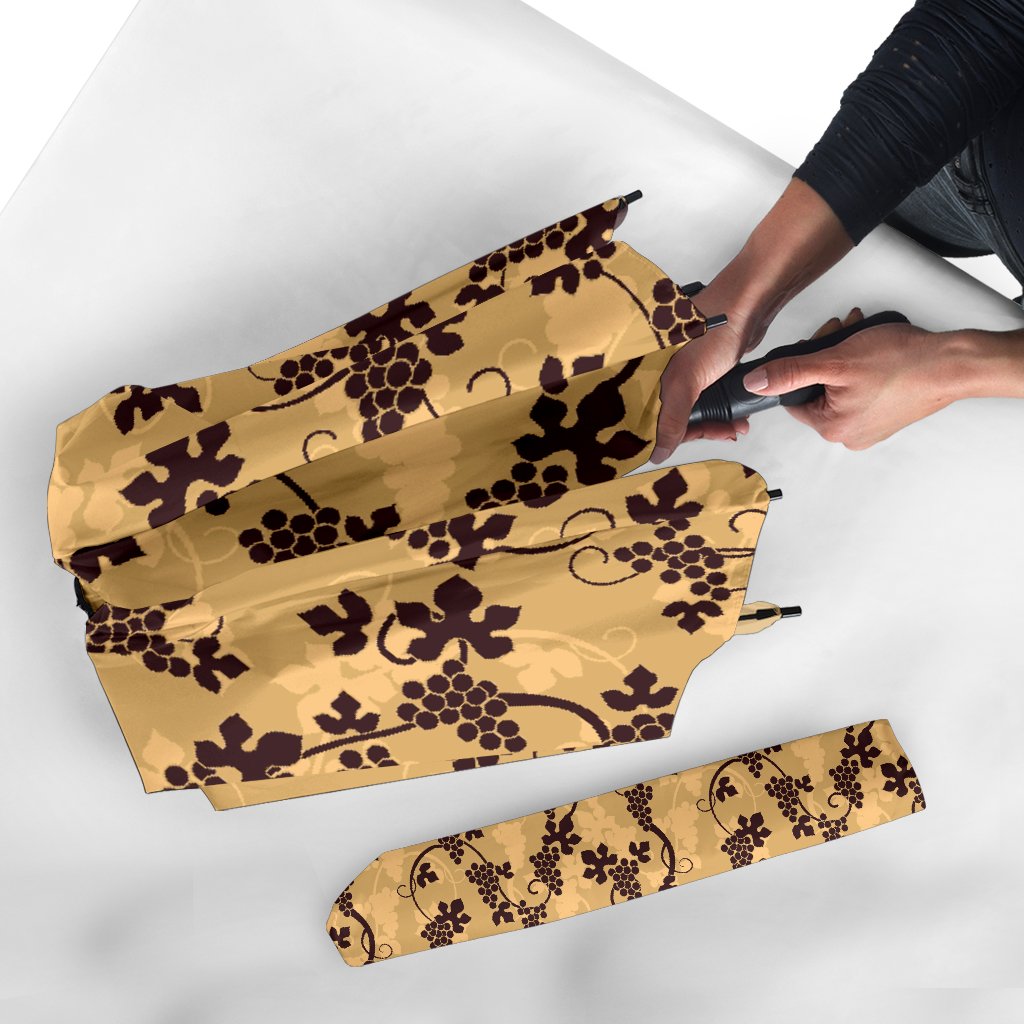 Wine Grape Pattern Print Automatic Foldable Umbrella-grizzshop