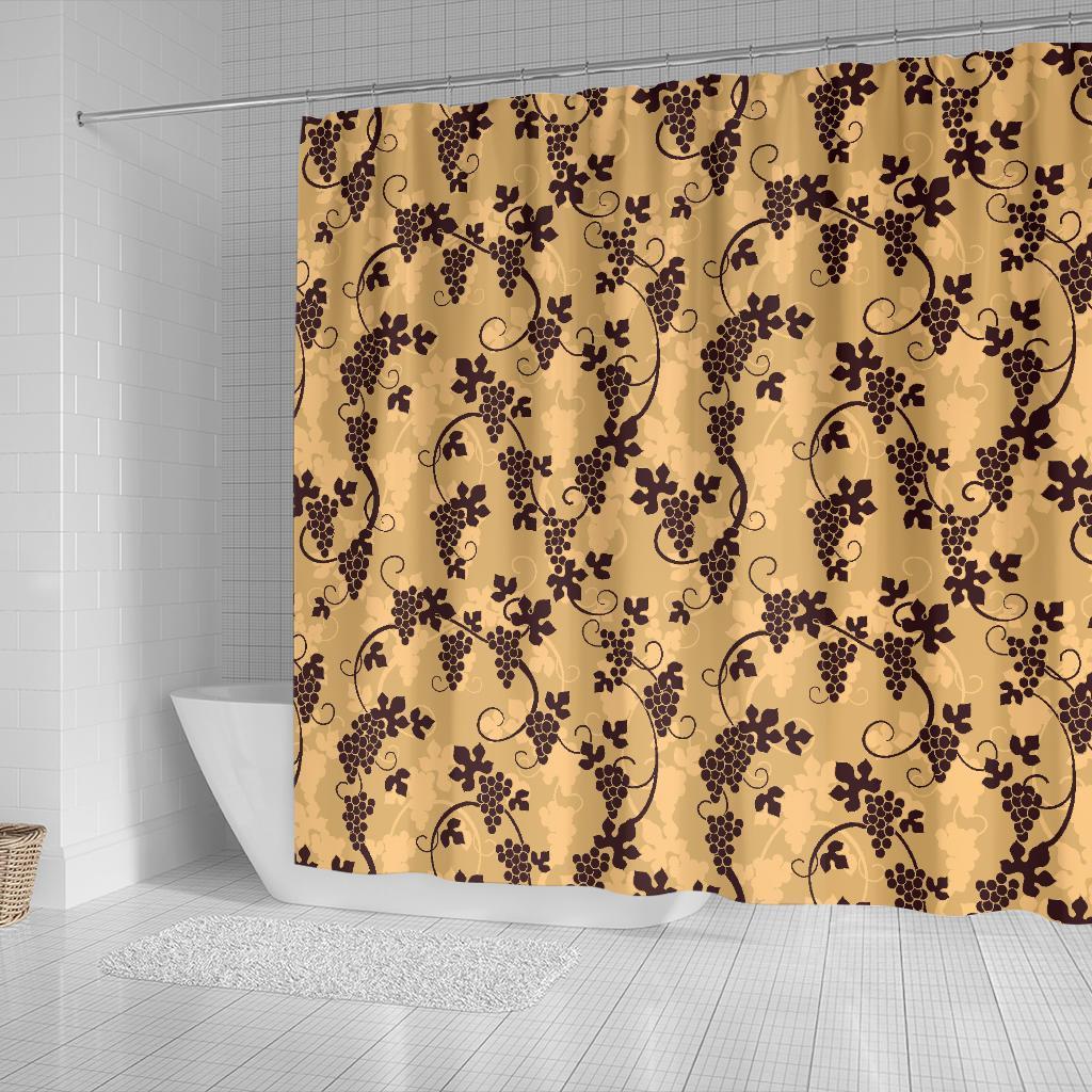 Wine Grape Pattern Print Bathroom Shower Curtain-grizzshop