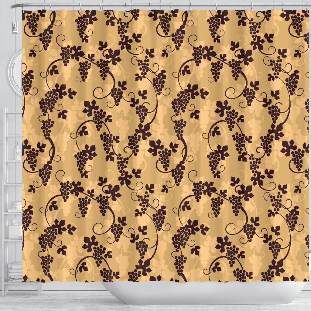 Wine Grape Pattern Print Bathroom Shower Curtain-grizzshop