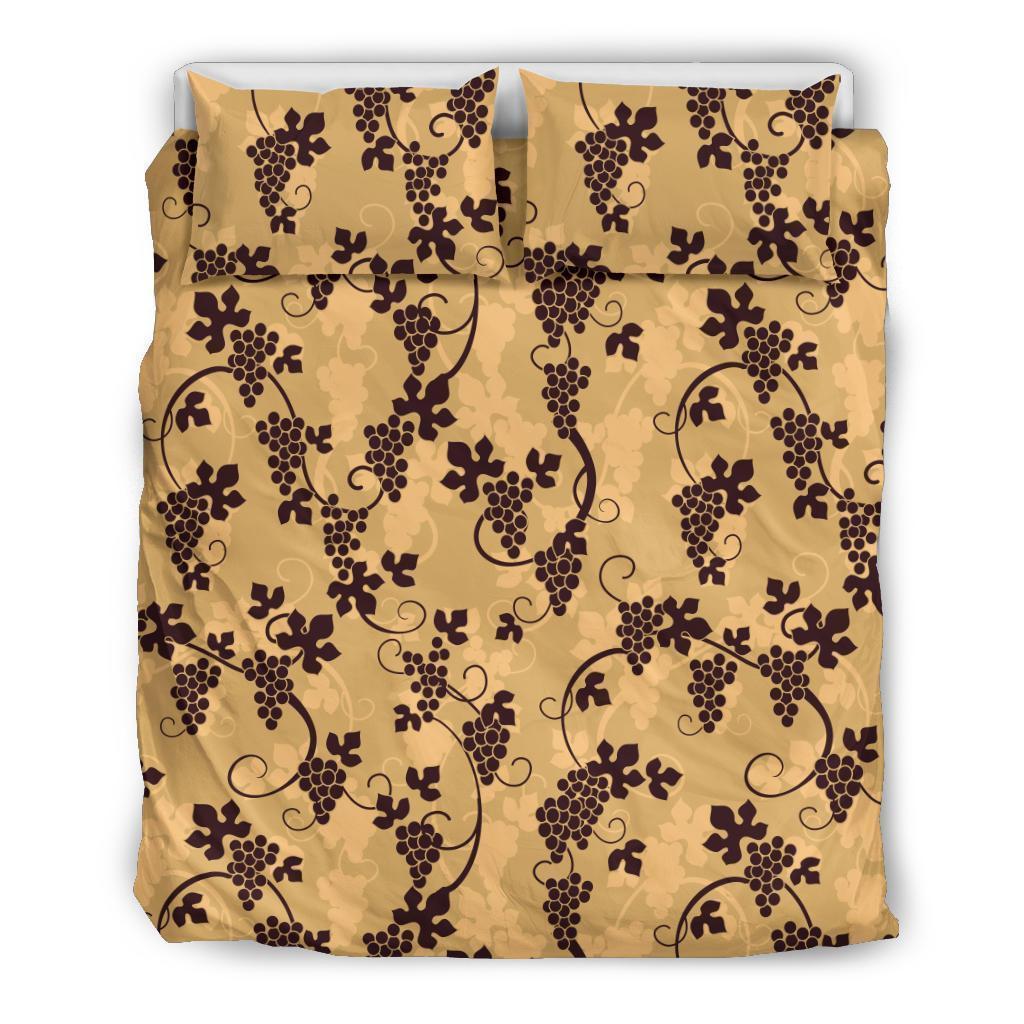 Wine Grape Pattern Print Duvet Cover Bedding Set-grizzshop