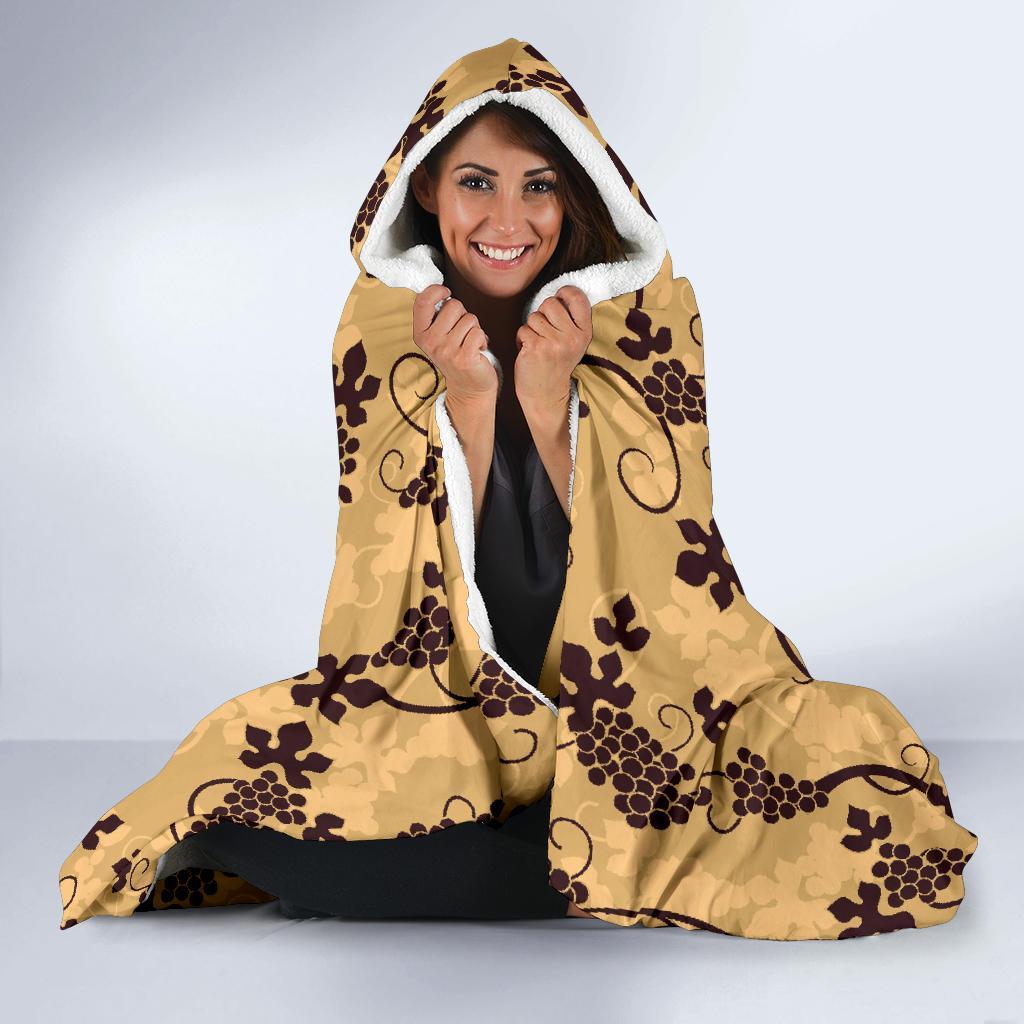 Wine Grape Pattern Print Hooded Blanket-grizzshop