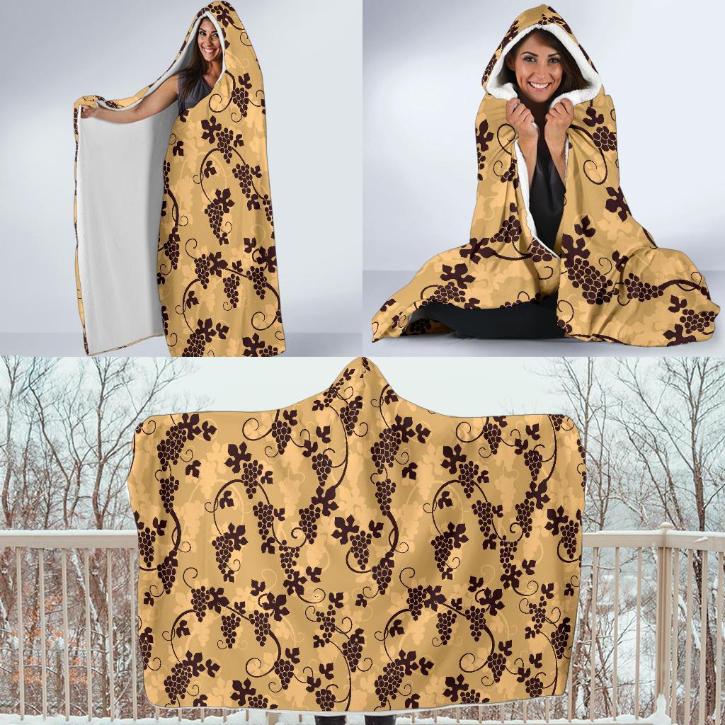 Wine Grape Pattern Print Hooded Blanket-grizzshop