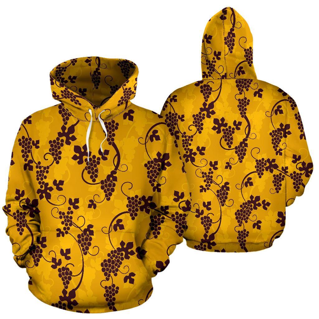 Wine Grape Pattern Print Men Women Pullover Hoodie-grizzshop