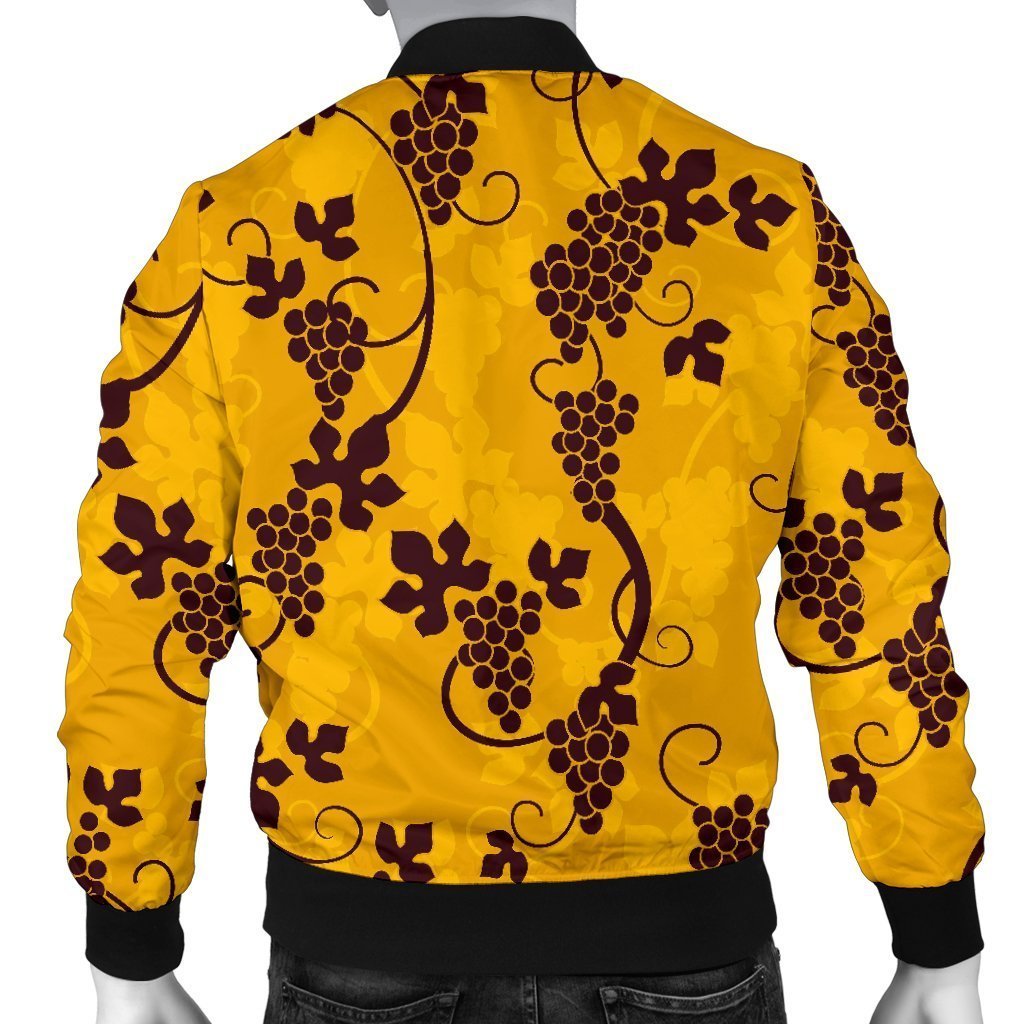 Wine Grape Pattern Print Men's Bomber Jacket-grizzshop