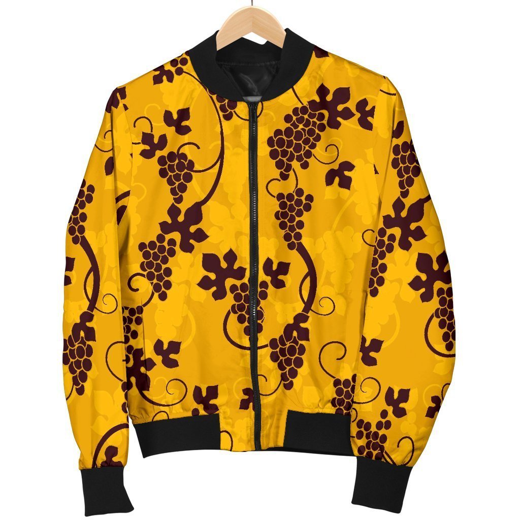 Wine Grape Pattern Print Men's Bomber Jacket-grizzshop