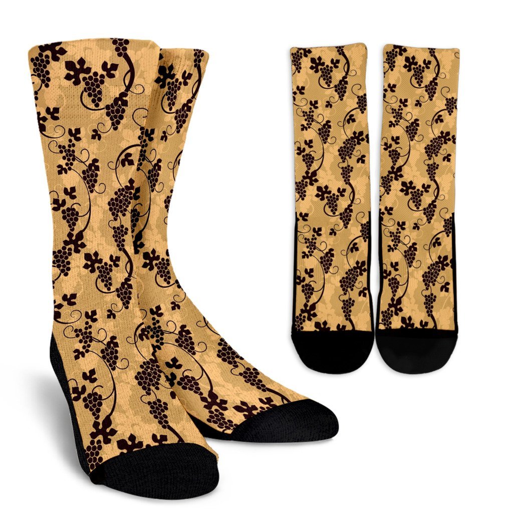 Wine Grape Pattern Print Unisex Crew Socks-grizzshop