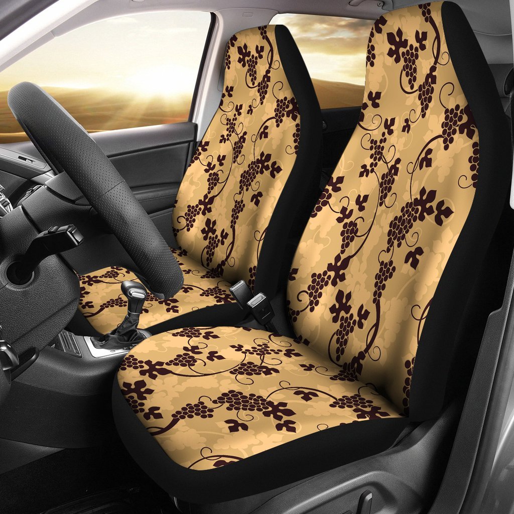 Wine Grape Pattern Print Universal Fit Car Seat Covers-grizzshop