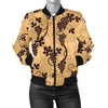 Wine Grape Pattern Print Women Casual Bomber Jacket-grizzshop