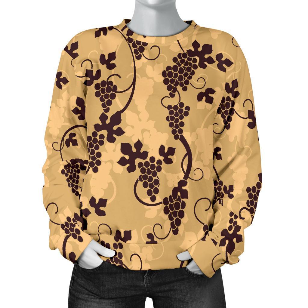 Wine Grape Pattern Print Women's Sweatshirt-grizzshop