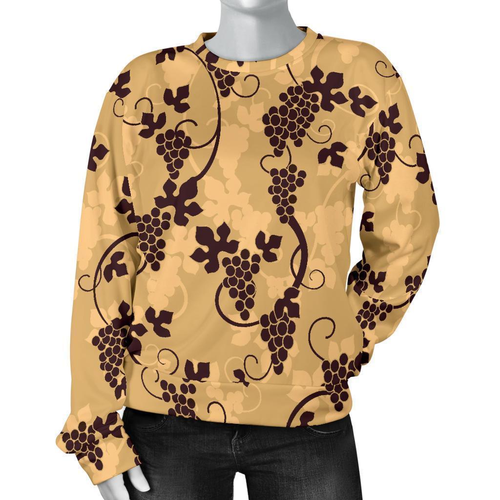 Wine Grape Pattern Print Women's Sweatshirt-grizzshop