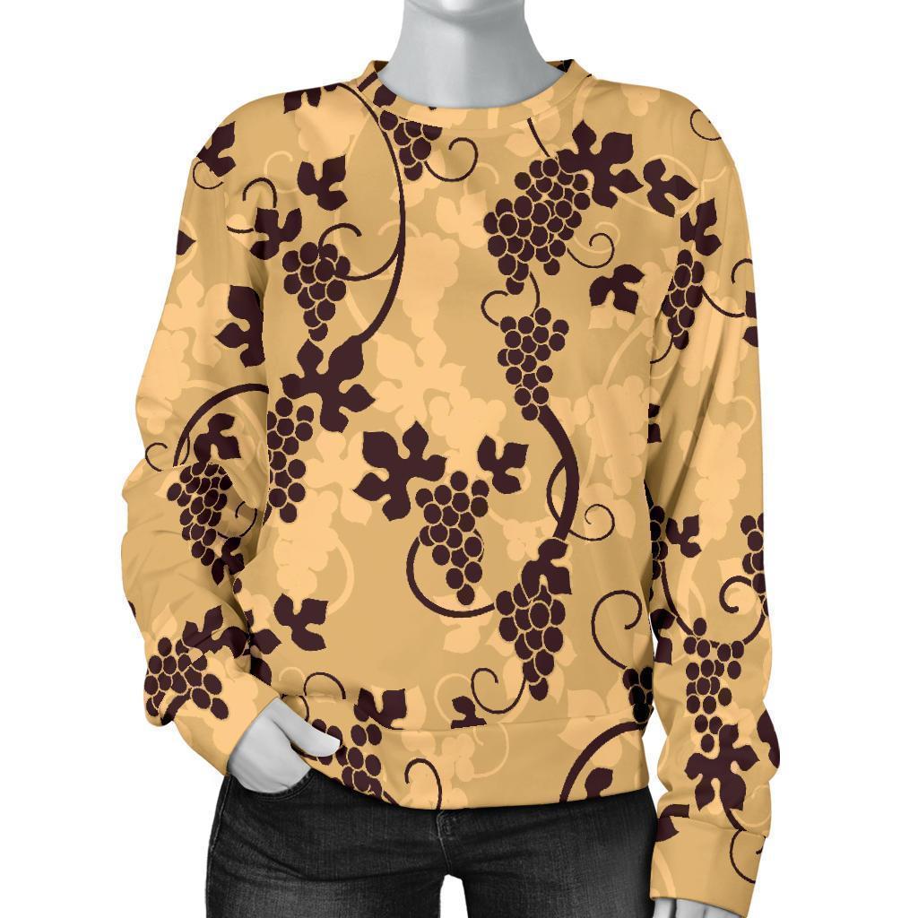 Wine Grape Pattern Print Women's Sweatshirt-grizzshop