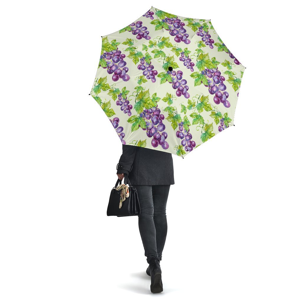 Wine Grape Print Pattern Automatic Foldable Umbrella-grizzshop