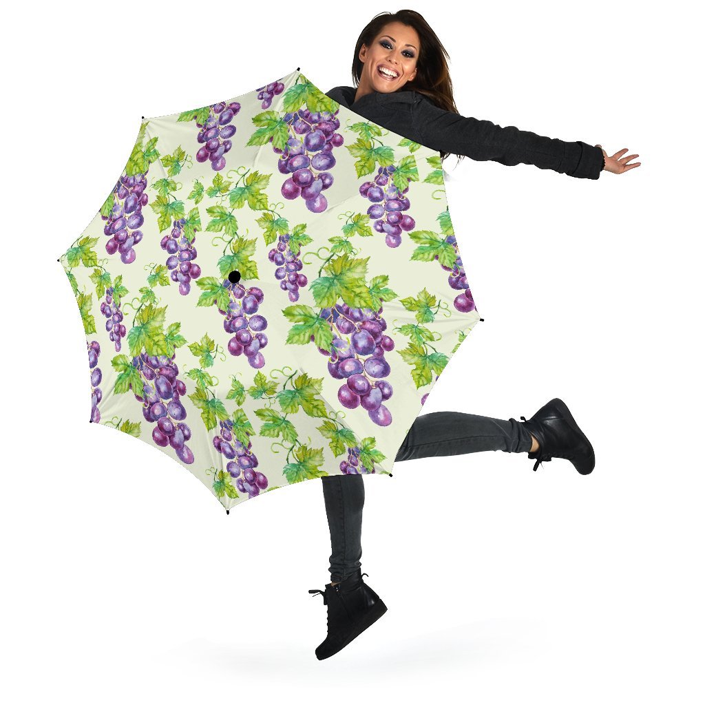 Wine Grape Print Pattern Automatic Foldable Umbrella-grizzshop