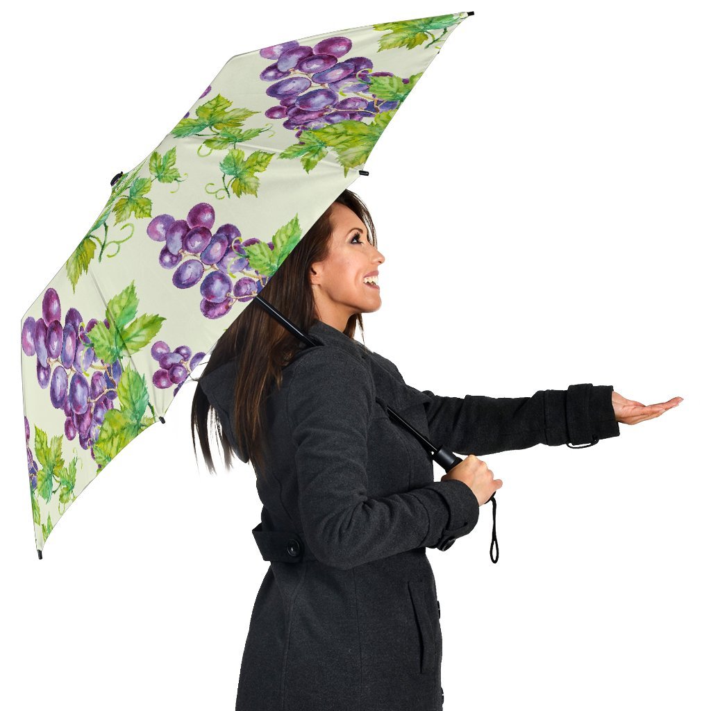 Wine Grape Print Pattern Automatic Foldable Umbrella-grizzshop