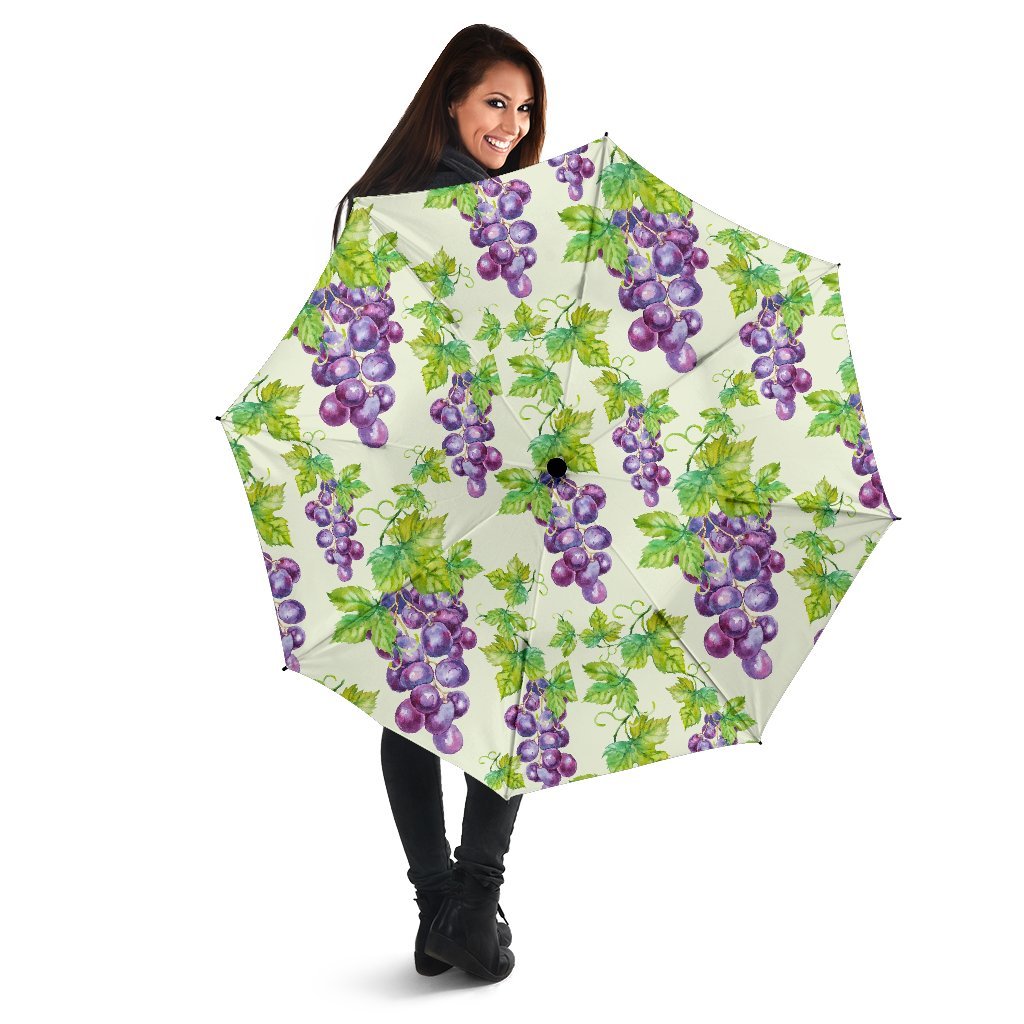 Wine Grape Print Pattern Automatic Foldable Umbrella-grizzshop