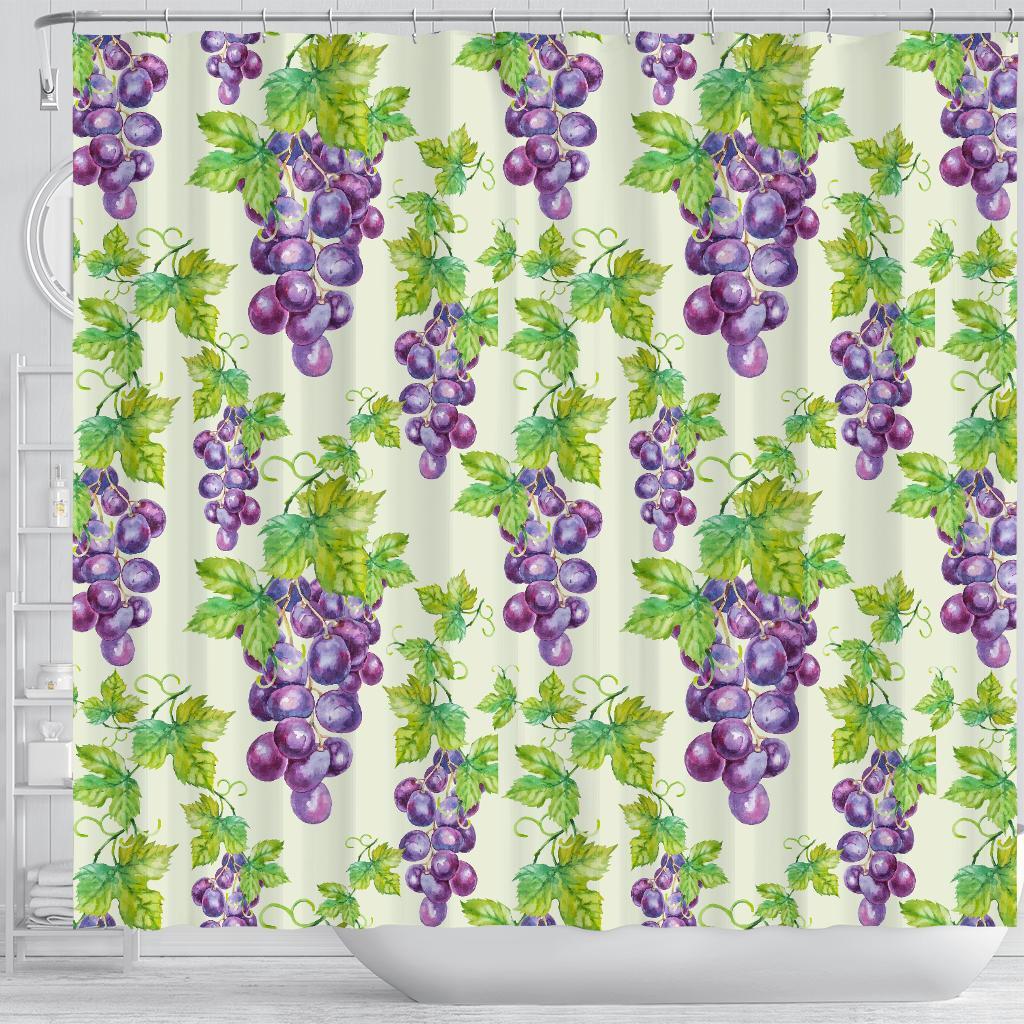 Wine Grape Print Pattern Bathroom Shower Curtain-grizzshop