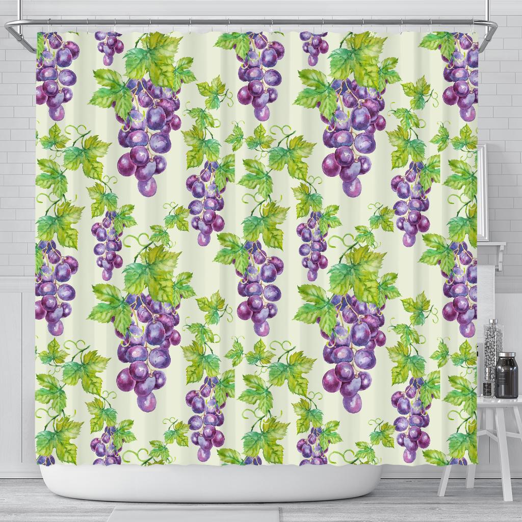 Wine Grape Print Pattern Bathroom Shower Curtain-grizzshop