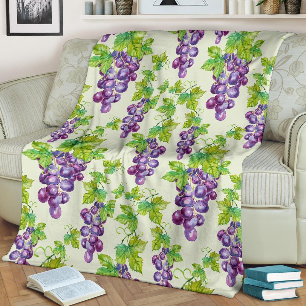 Wine Grape Print Pattern Blanket-grizzshop