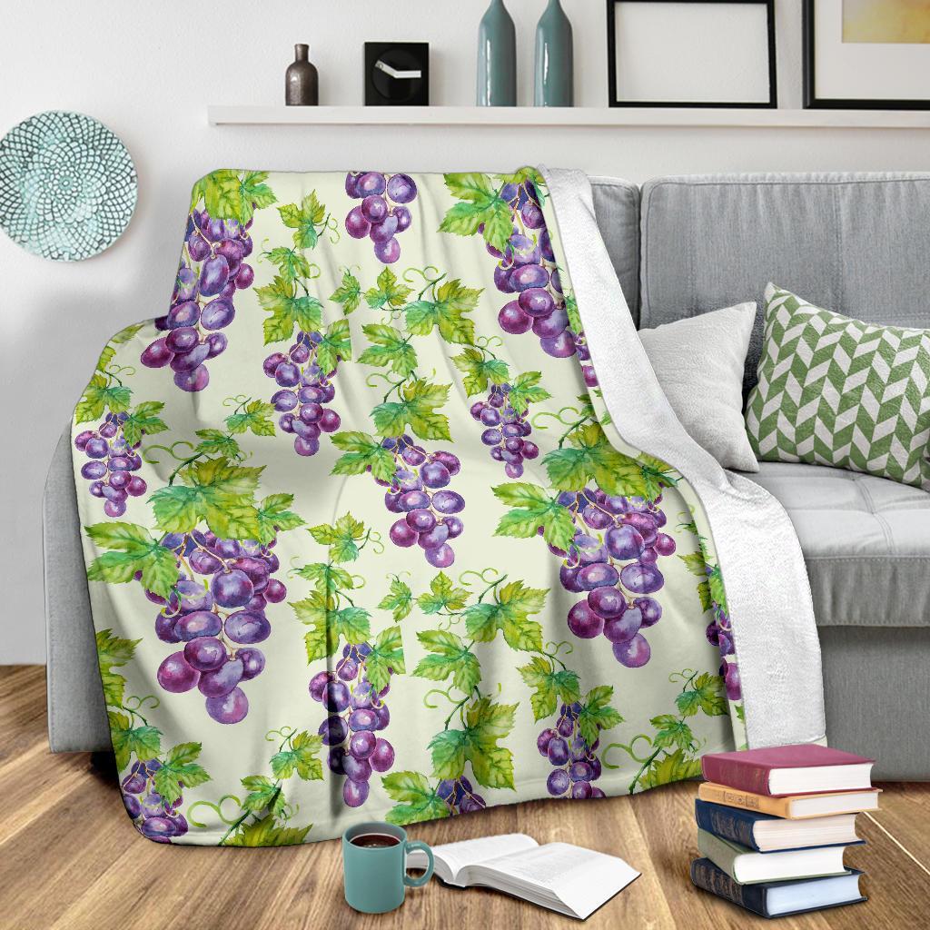 Wine Grape Print Pattern Blanket-grizzshop