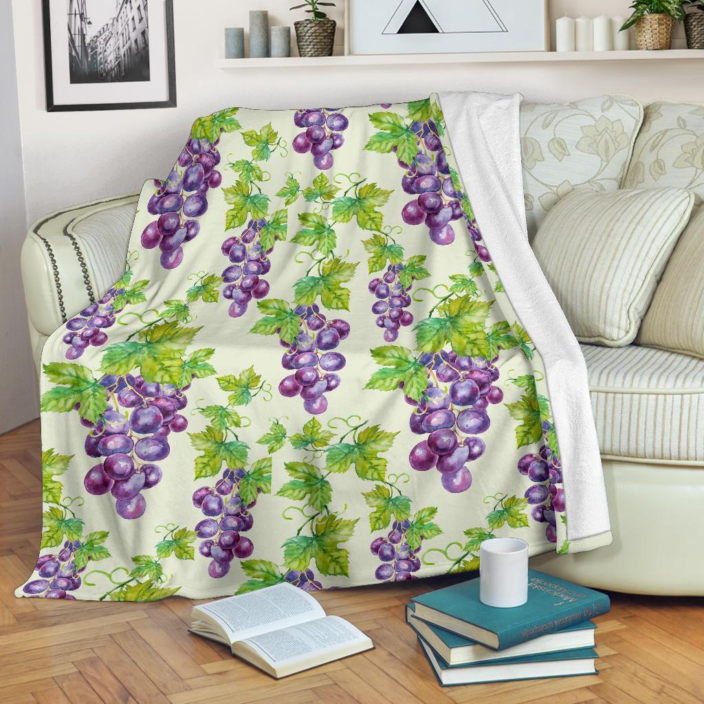 Wine Grape Print Pattern Blanket-grizzshop