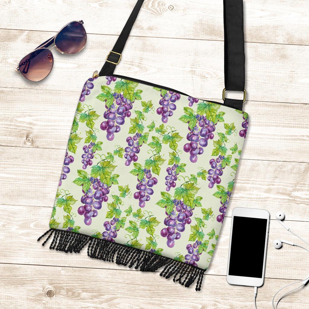 Wine Grape Print Pattern Crossbody bags-grizzshop