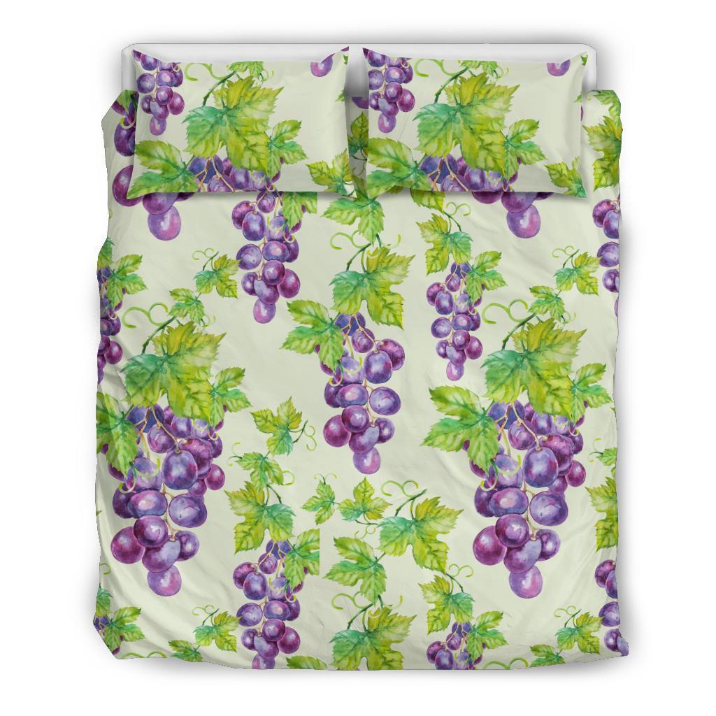 Wine Grape Print Pattern Duvet Cover Bedding Set-grizzshop