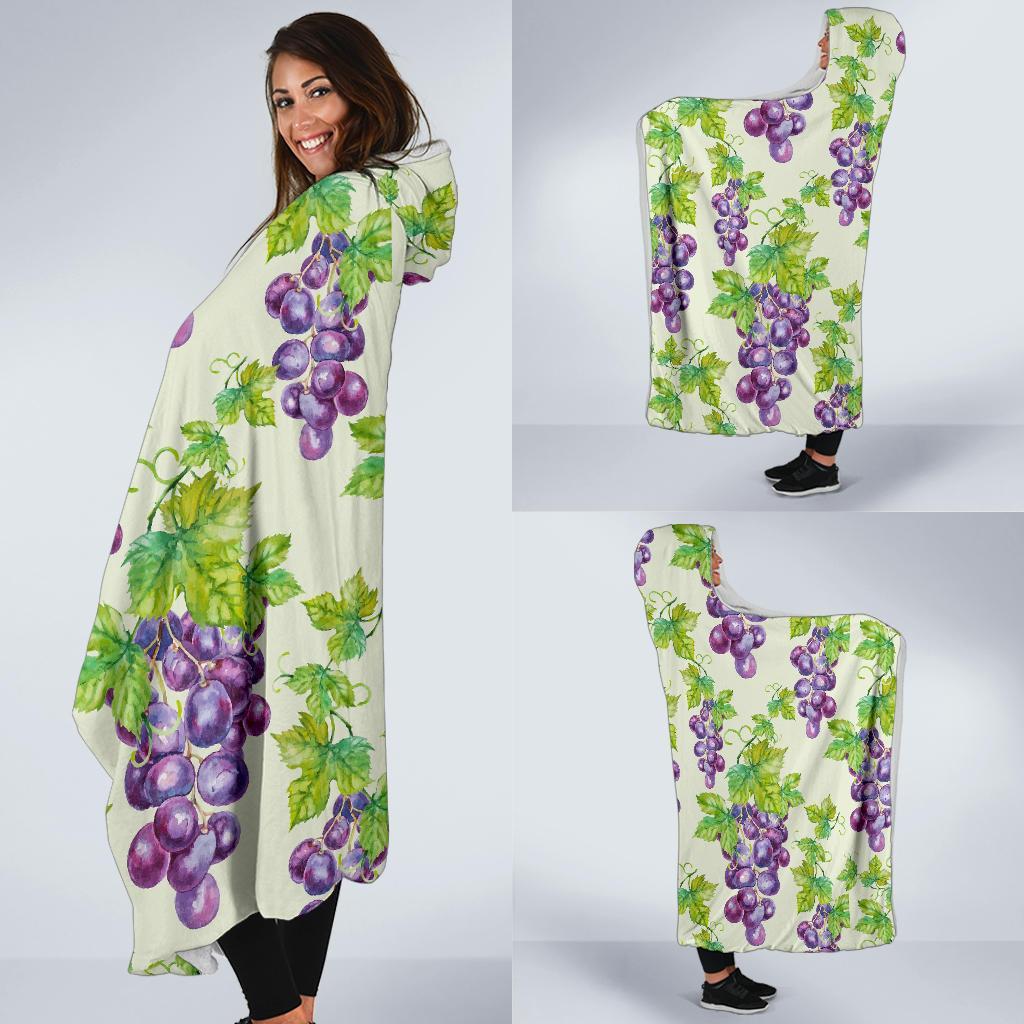 Wine Grape Print Pattern Hooded Blanket-grizzshop