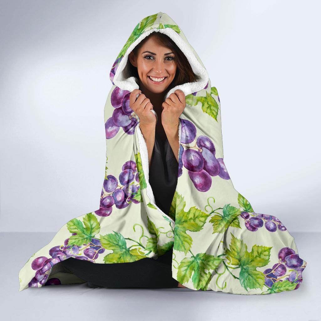 Wine Grape Print Pattern Hooded Blanket-grizzshop