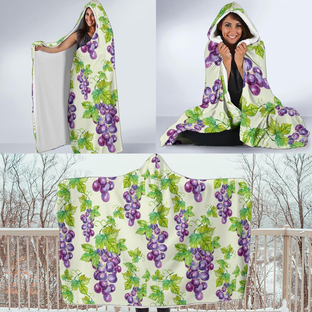 Wine Grape Print Pattern Hooded Blanket-grizzshop